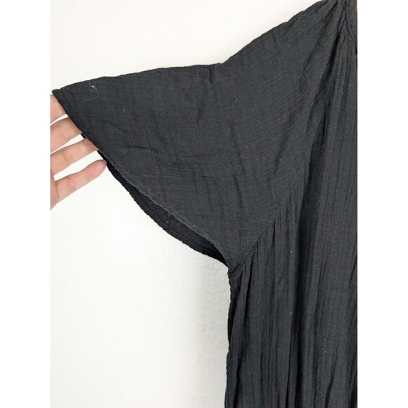 LOFT Outlet Dress Womens Small Black Short Sleeve V Neck 100% Cotton Boho Casual - Picture 4 of 8